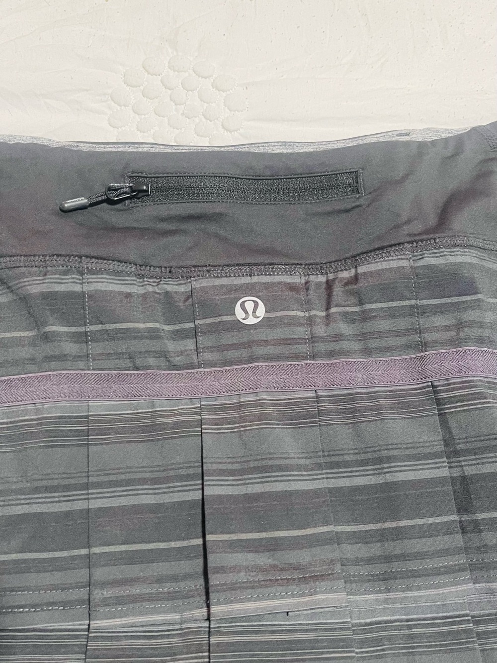 lululemon black striped athletic skirt with purple trim